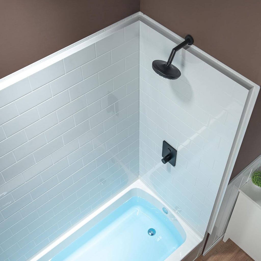 WOODBRIDGE 60' x 32' 4-Piece Direct-to-Stud Alcove Tub Surround, 1-3/4 inch (44mm) Thick, with Right-Drain Hole Soaking Bathtub Combo in White