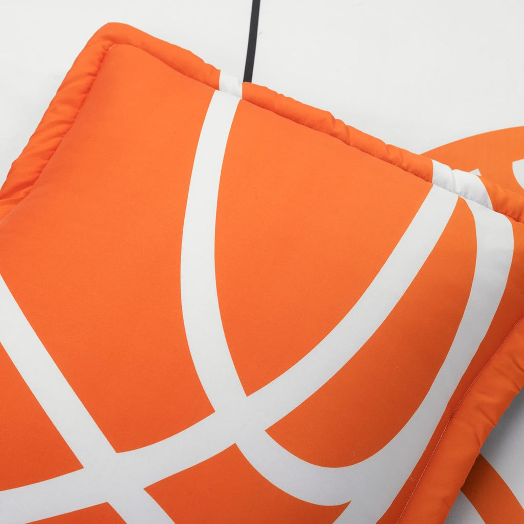 Lush Decor Basketball Game Reversible Comforter Twin Size 4 Piece Set, White & Navy - Kids Comforter Set - Basketball Comforters - Sports Decor