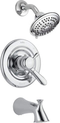 Delta Faucet Lahara 17 Series Dual-Function Tub and Shower Trim Kit with 5-Spray Touch-Clean Shower Head, Chrome T17438 (Valve Not Included)