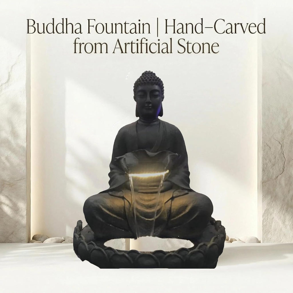 Outdoor Water Fountain, Buddha Water Outside, Garden Fountain, Statue Indoor/Outdoor for Home, Buddha Decor & Gifts, Buddah, Buda, Budda, Buddhas, Feng Shui (Large)