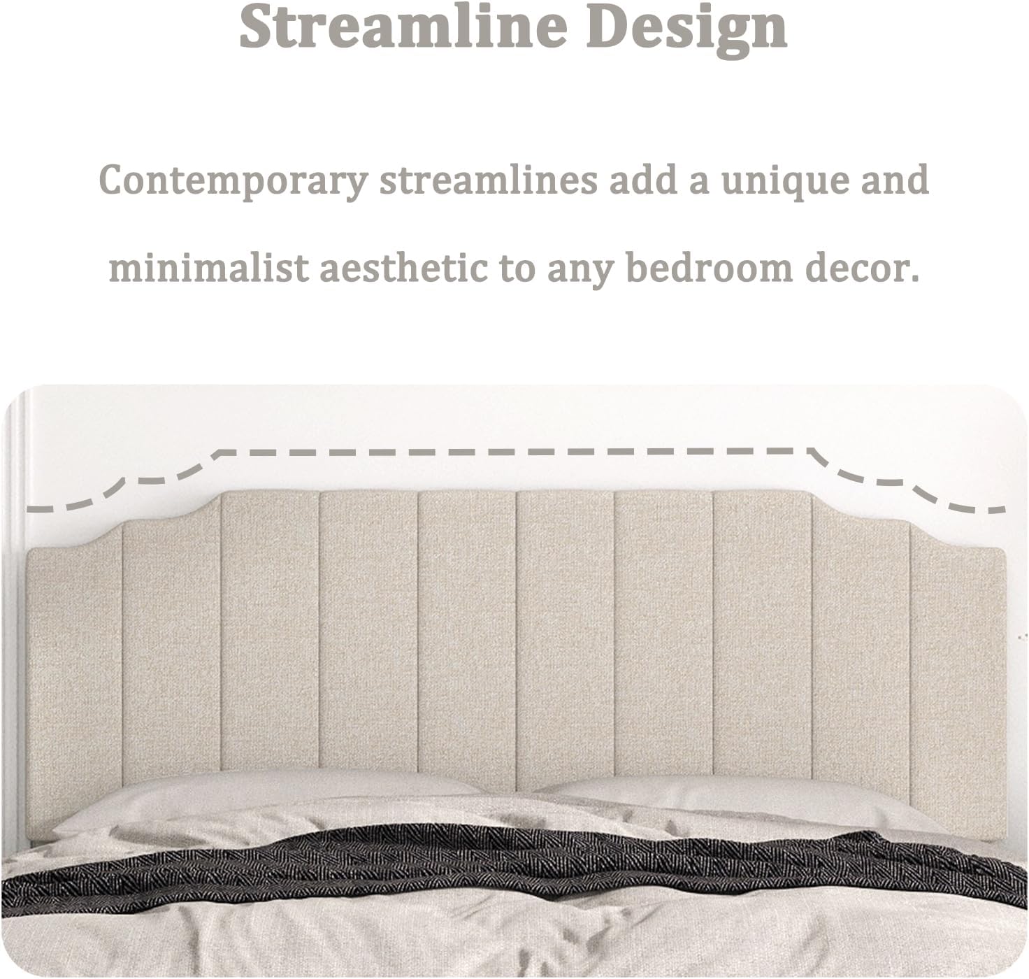 Befurtori King Size Headboard Only, Linen Wall Mounted Headboard King for Adjustable Bed Modern Upholstered Head Board Easy Assembly, Beige