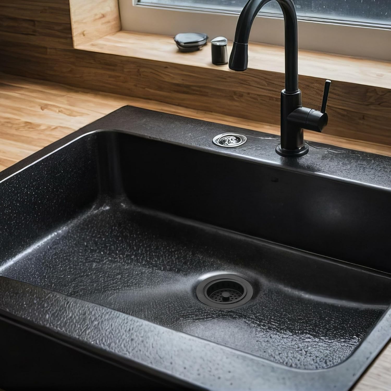 Westbrass R214-62 3-1/2' Large Post Style Kitchen Sink Basket Strainer, Matte Black (50-Pack)
