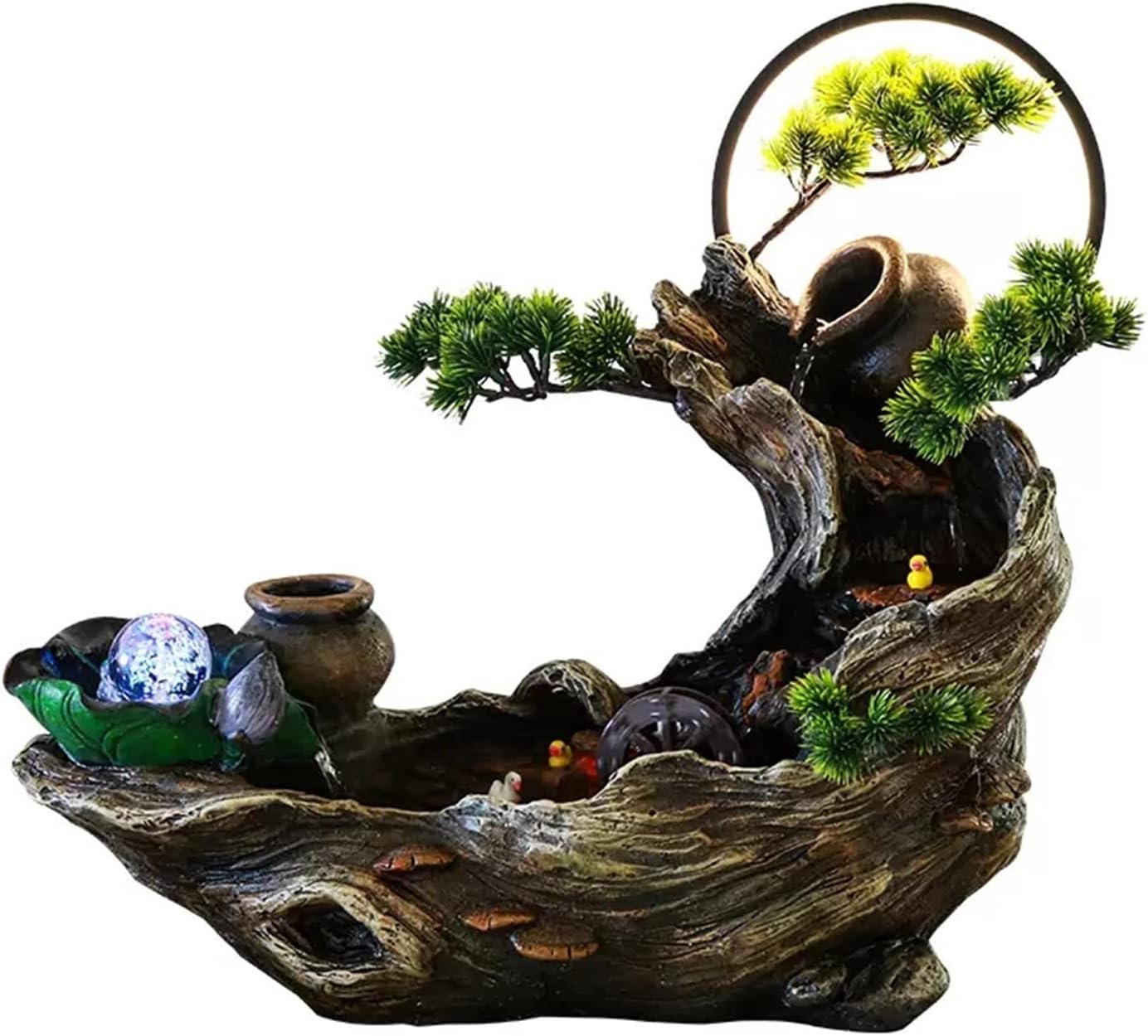HIHELO Tabletop Fountain Tabletop Fountain Office Rockery Water Fountain with Iris Indoor Home Decoration Fountain Indoor Fountain
