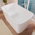 47' Lucite Acrylic Freestanding Bathtub，Square Shape Japanese Soaking Tub with Seat Desgin,Toe-tap Chrome Right Drain, Slotted Overflow, cUPC Certified,Glossy White
