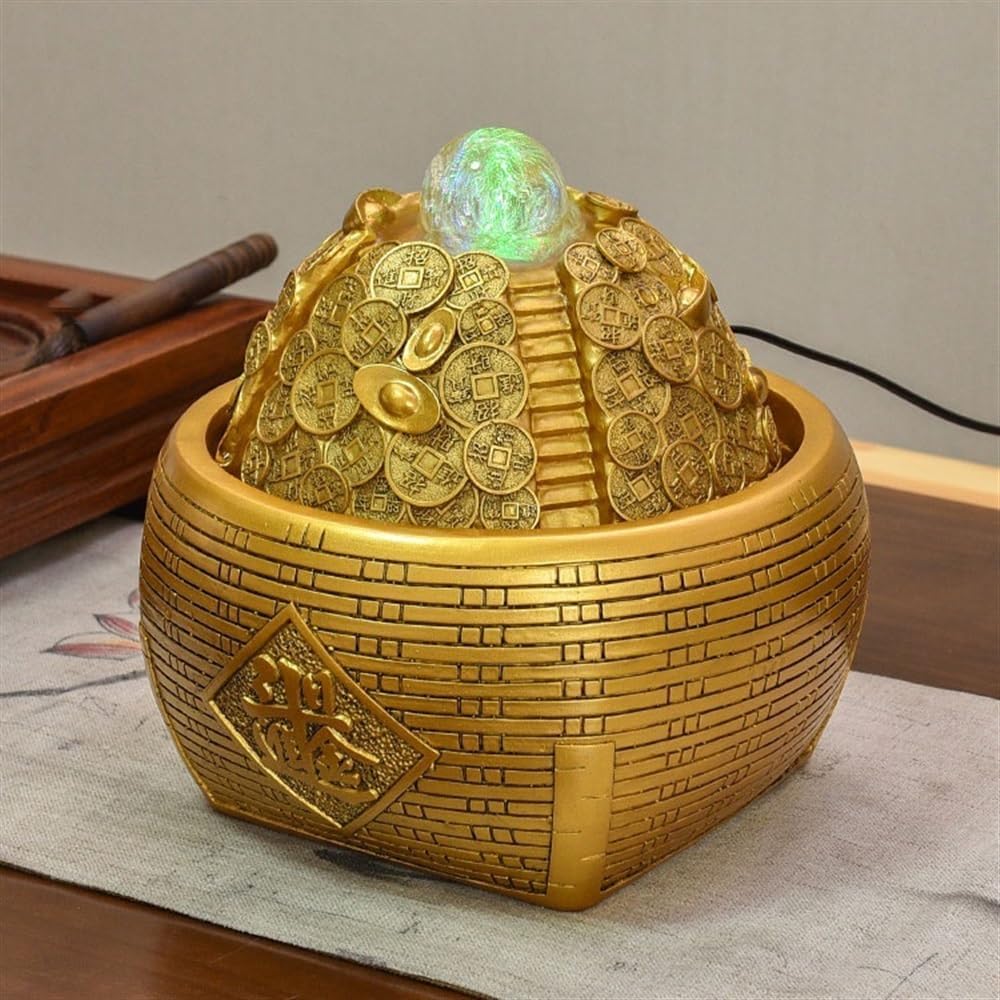 GLigeT Tabletop Fountain Circulating Water Feature Living Room Fortune-Making Creative Home Office Desktop Business Gifts to Improve Feng Shui Water Fountain Decor