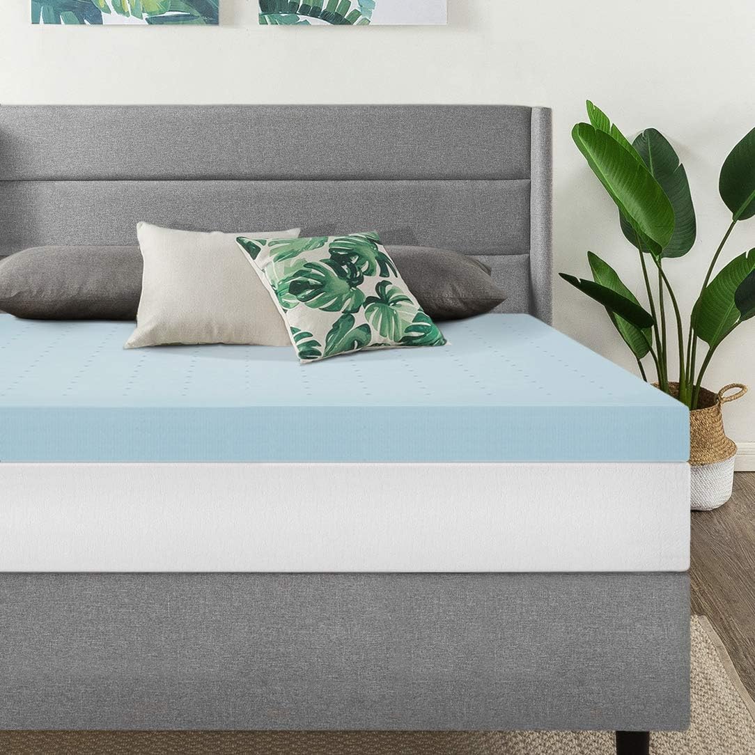 Best Price Mattress 4 Inch Ventilated Memory Foam Mattress Topper, Cooling Gel Infusion, CertiPUR-US Certified, Dorm Essentials, Cal King