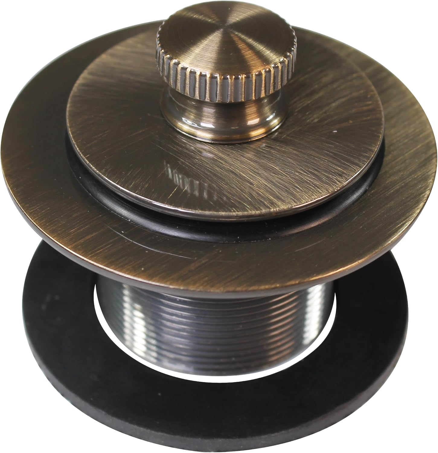 Westbrass D94K-50-06 Twist & Close Bathtub Drain Stopper with 2-Hole Faceplate and Adapter Bushing, Antique Brass (50-Pack)