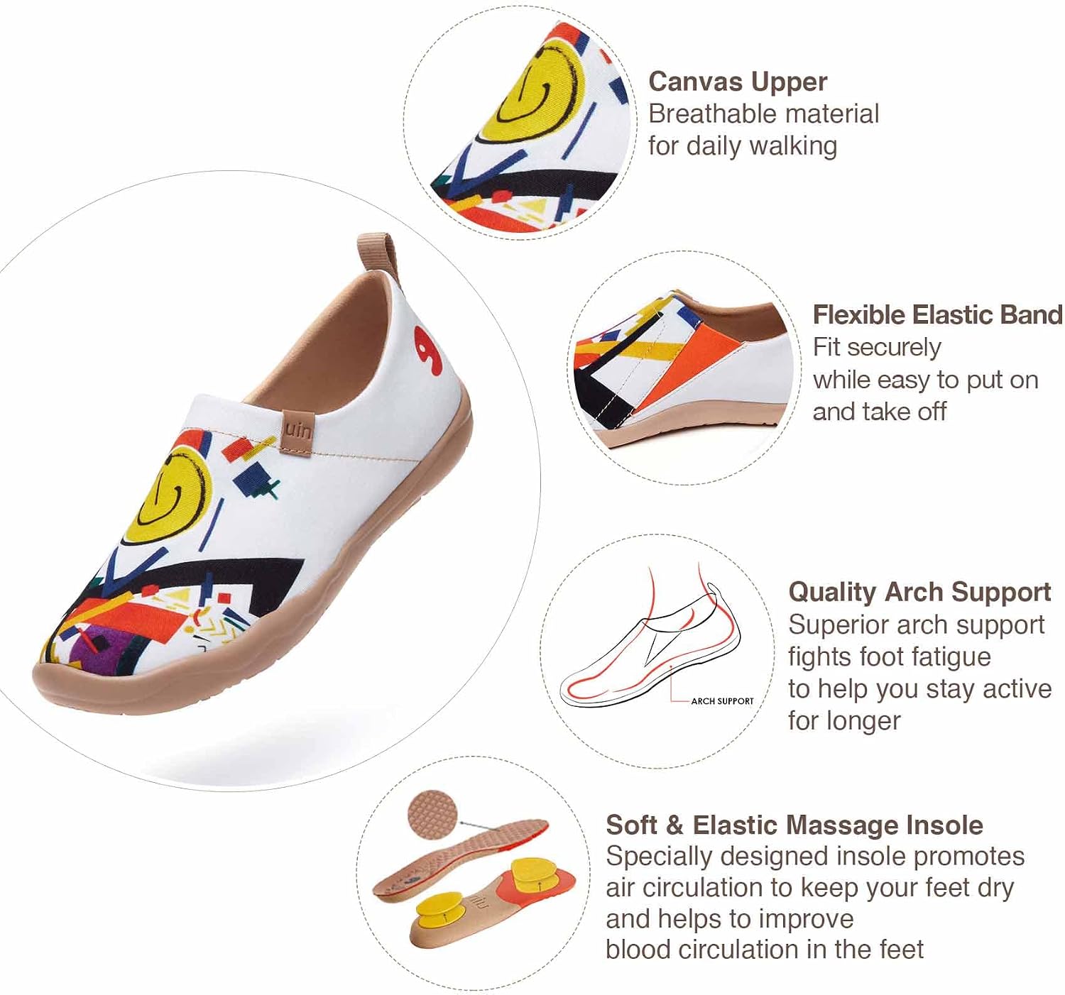 UIN Women's Casual Loafers Travel Painted Walking Slip On Lightweight Comfortable Canvas Fashion Sneakers