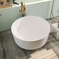 49' Premium Solid Surface Freestanding Bathtub, Upgraded Round Soaking Deep Stone Resin Tub with Overflow and Pop-up Drain, Matte White