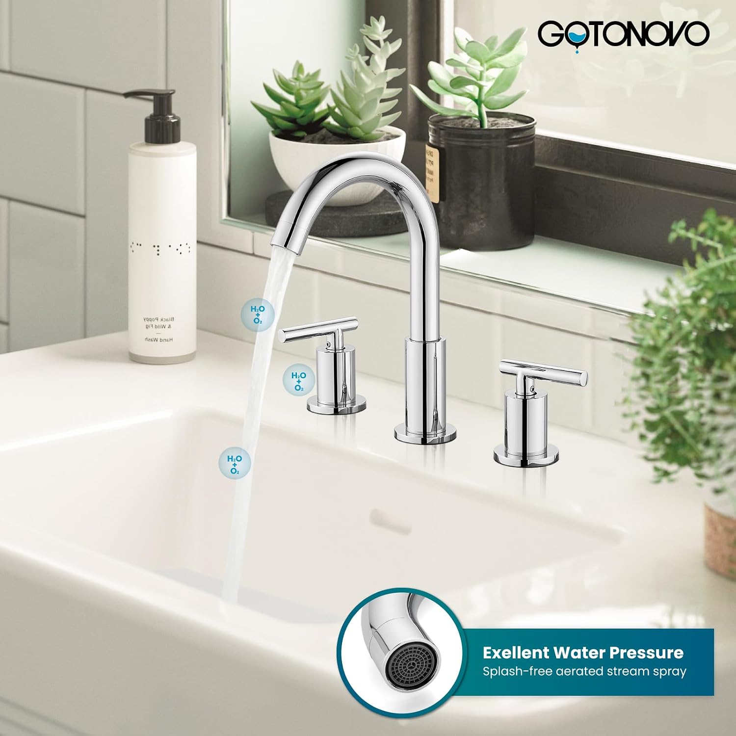 gotonovo 3 Hole 2 Handles Lavatory Basin Bathroom Sink Faucet with Pop Up Drain with Single-Handle Shower Faucet Set Shower Kit with Valve Shower Head and Handle Set Shower Trim Kit