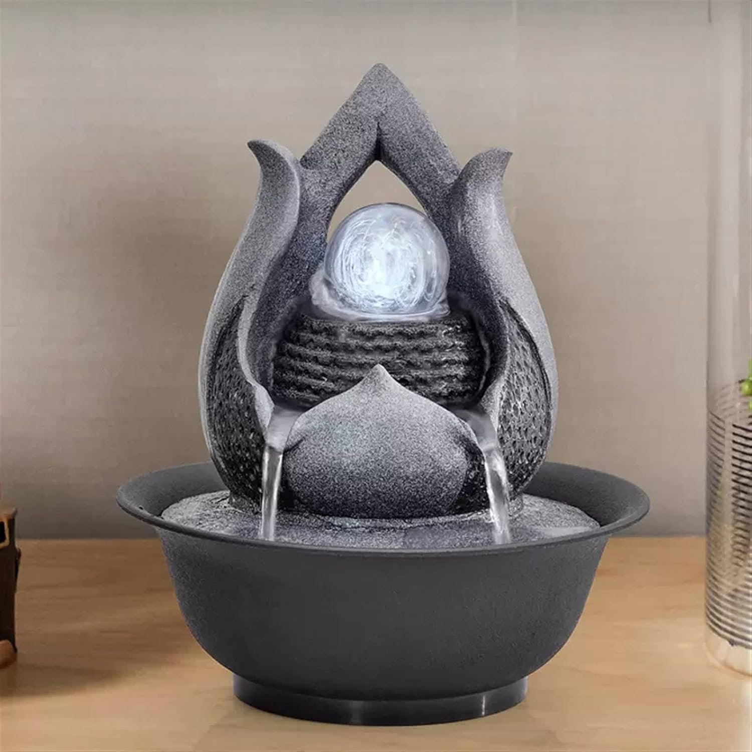 HIHELO Tabletop Fountain Tabletop Fountain Indoor Flowing Water Decorative Fountain Home Decoration Circulating Water Ornament Desktop Lucky Fountain Indoor Fountain