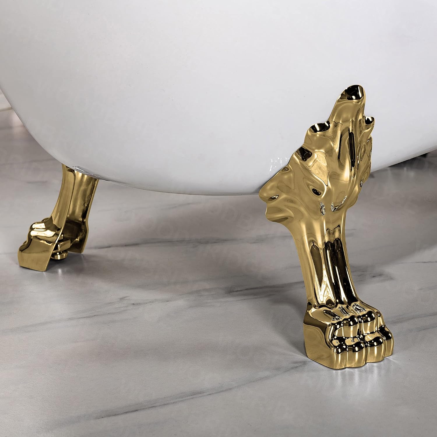 WOODBRIDGE 54' Heavy Duty Acrylic Slipper Clawfoot Bath Tub with Polished Gold Feet + Polished Gold Drain &Overflow