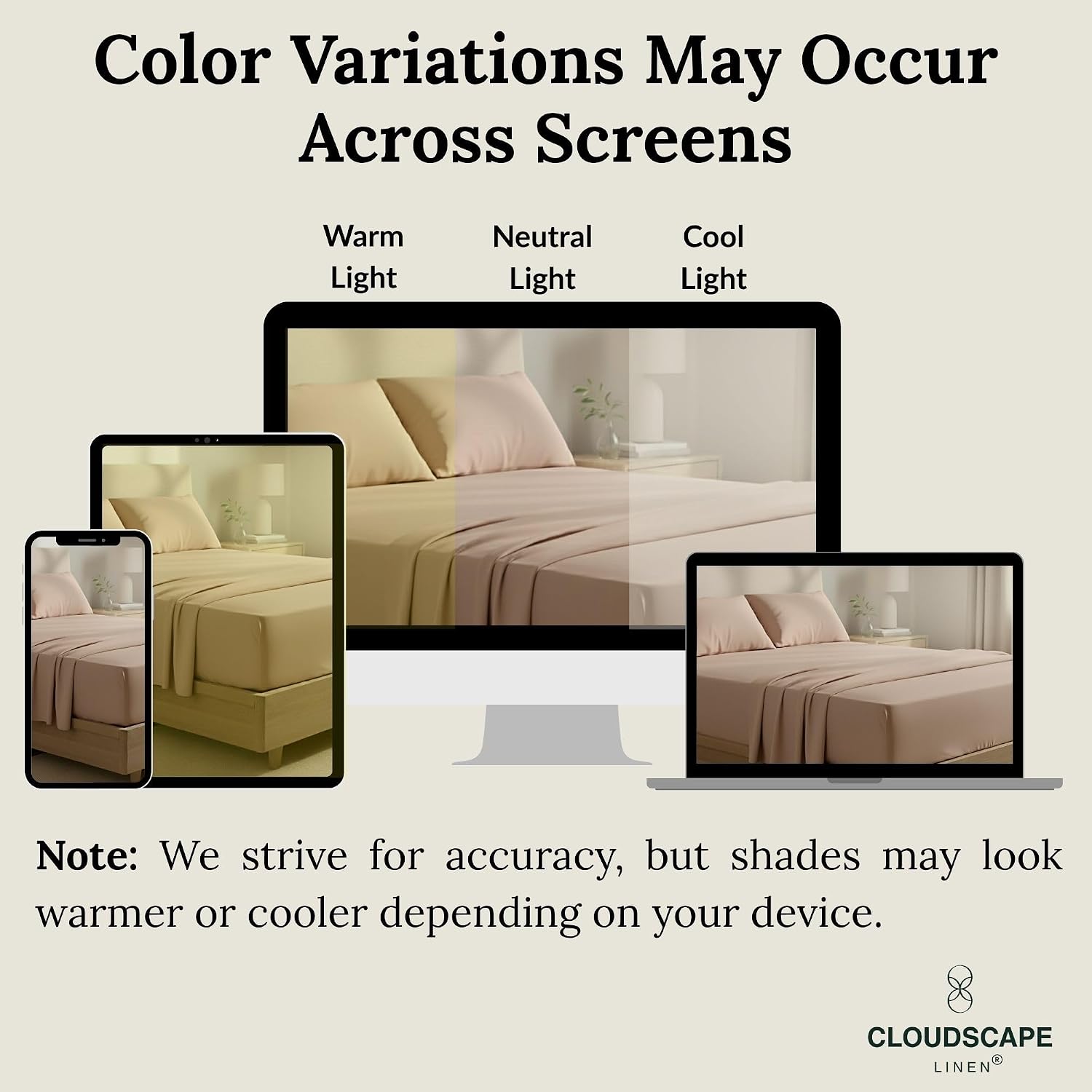CLOUDSCAPE 100% Egyptian Cotton Sheets Full Size, 4 Pcs Breathable and Naturally Cooling Bedding Set, Long-Staple Cotton for Lasting Softness, Deep Pocket Fitted up to 16' Full Sheet, SepiaRose