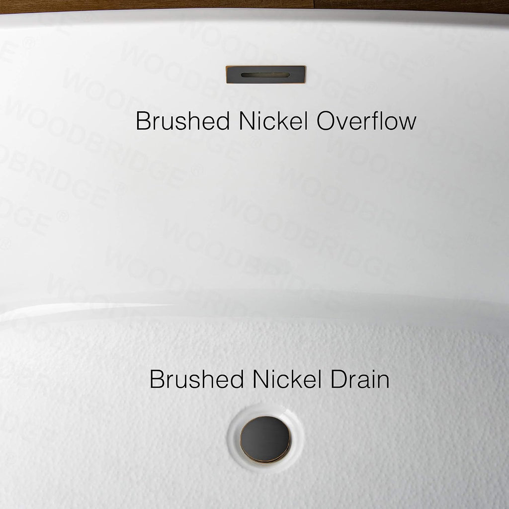 WOODBRIDGE 59' Freestanding White Acylic Soaking Bathtub with ORB Drain and Overflow,BTS1509-ORB-Drain&O