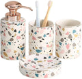 Soap Dispenser Refillable Hand Lotion Dispensers, Soap Dispenser 4 Piece Ceramic Bathroom Accessories Set Marble Rainbow Texture Complete Bath Decor Kit Includes