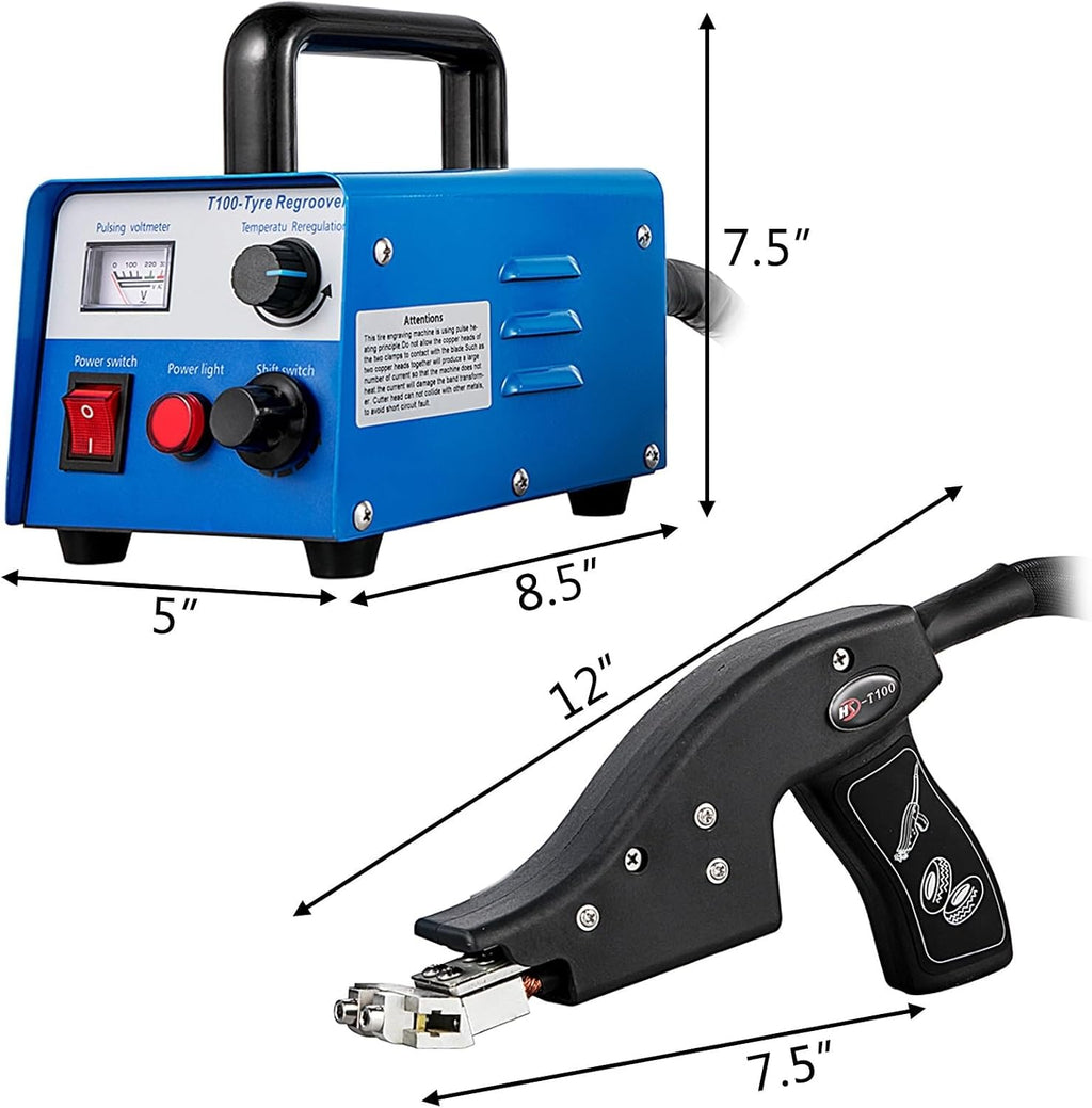 HSD-T100 Tire Groover Machine 400W Grooving Tool With 20 Tire Blades Including U/V-type for Race Car Truck Motorcycle
