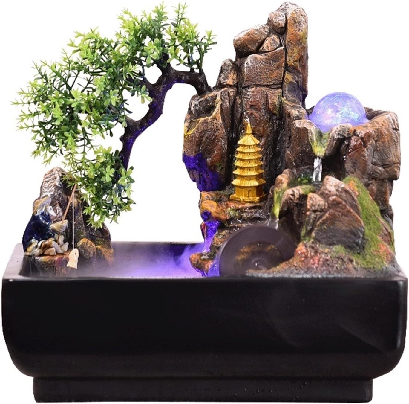 HIHELO Tabletop Fountain Desktop Rockery Fountain Office Lucky Fountain Desktop Waterfall Fountain Indoor Water Decorative Fountain Indoor Fountain (Size : with Atomizer)