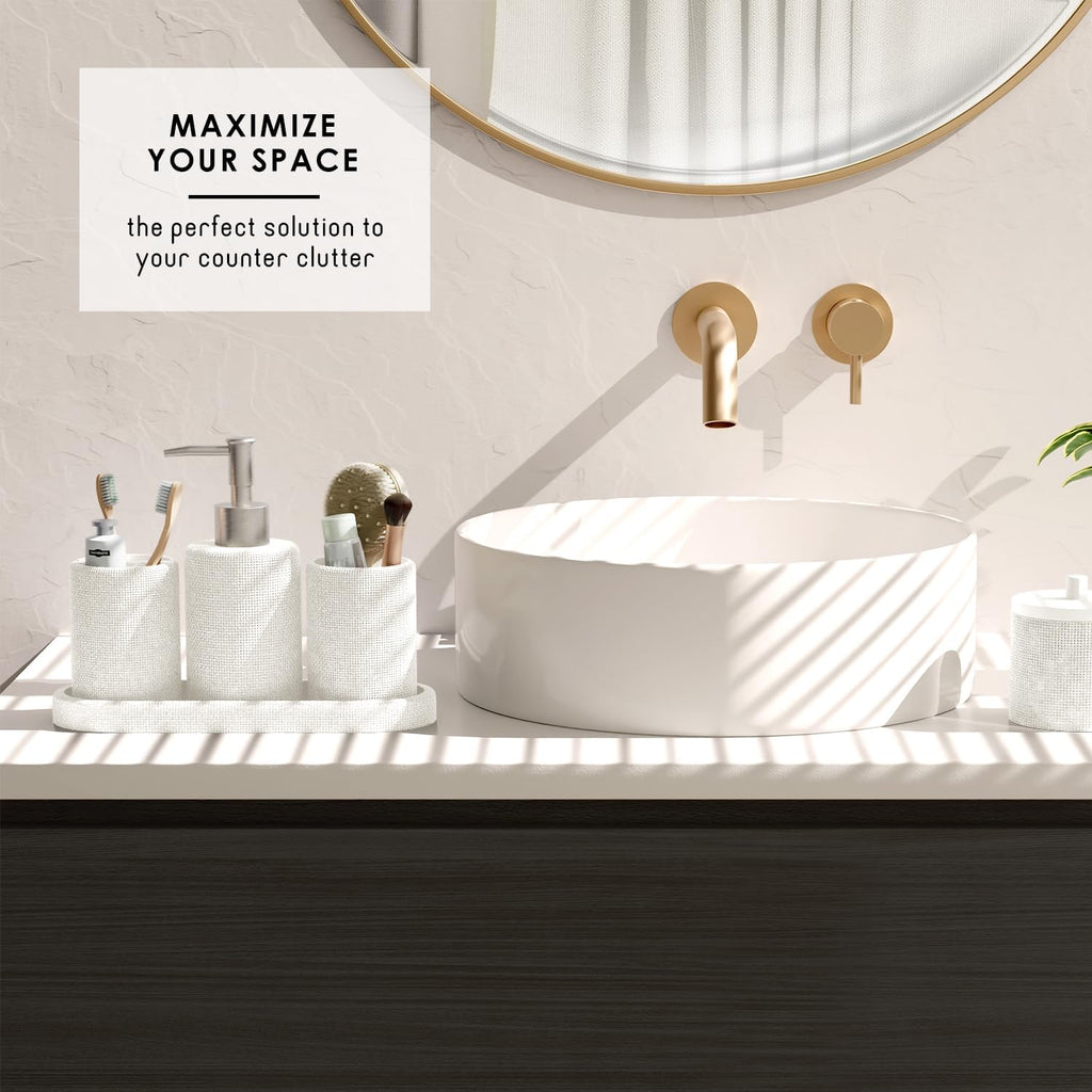 Hearth & Harbor White Bathroom Set - Bathroom Sets with Shower Curtain and Rugs, 21PC Bathroom Accessory Set, Shower Curtain Set with Soap Dispenser & Toothbrush Holder
