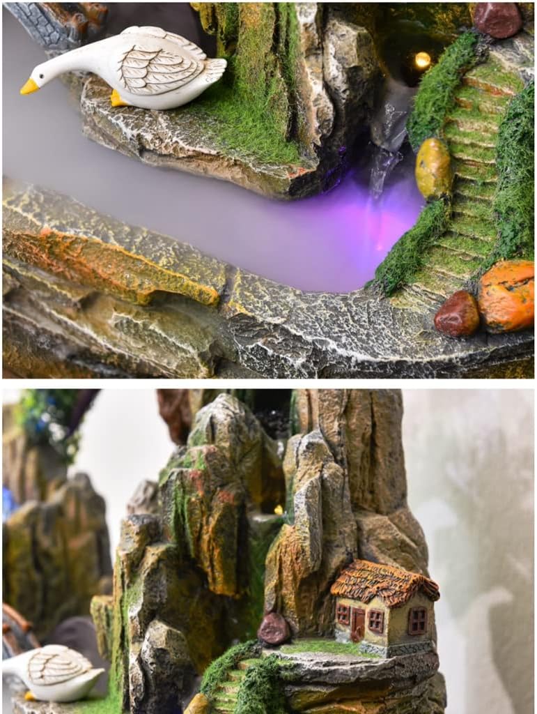 HIHELO Desktop Fountain Tabletop Fountain Rockery Table Top Fountain Home Decoration Ornaments for Home, Living Room, Study Room, Office Water Fountain Outdoor (Color : with Nebulizer)