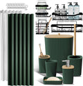 Hearth & Harbor Bathroom Accessories Set - Bathroom Set, 20PC Bathroom Accessory Set, Shower Curtain Set, Toilet Brush, Trash Can & Soap Dispenser (Hunter Green, Shower Caddy + Bathroom Set)