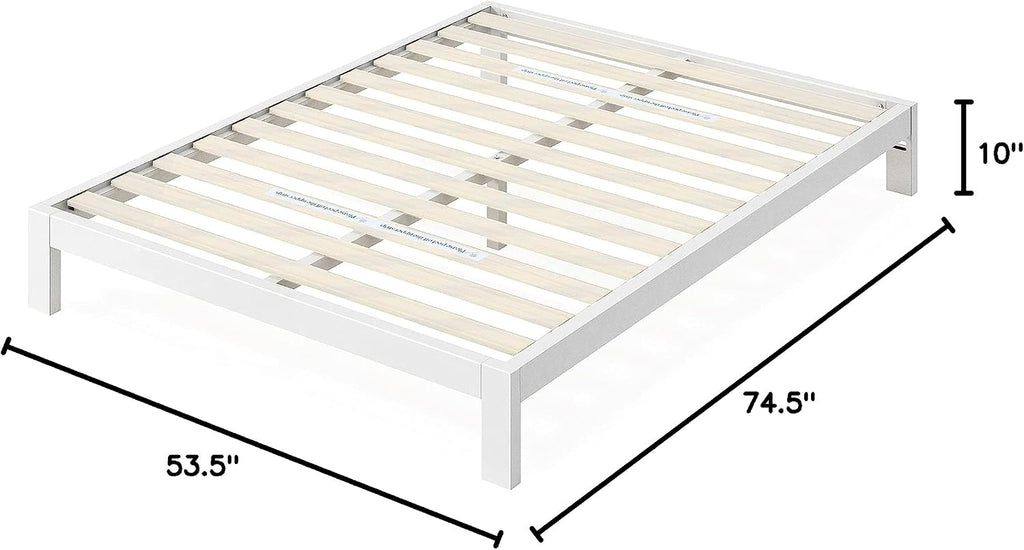 Zinus Arnav Metal Platform Bed Frame, Wood Slat Support, No Box Spring Needed, Easy Assembly, White, Full