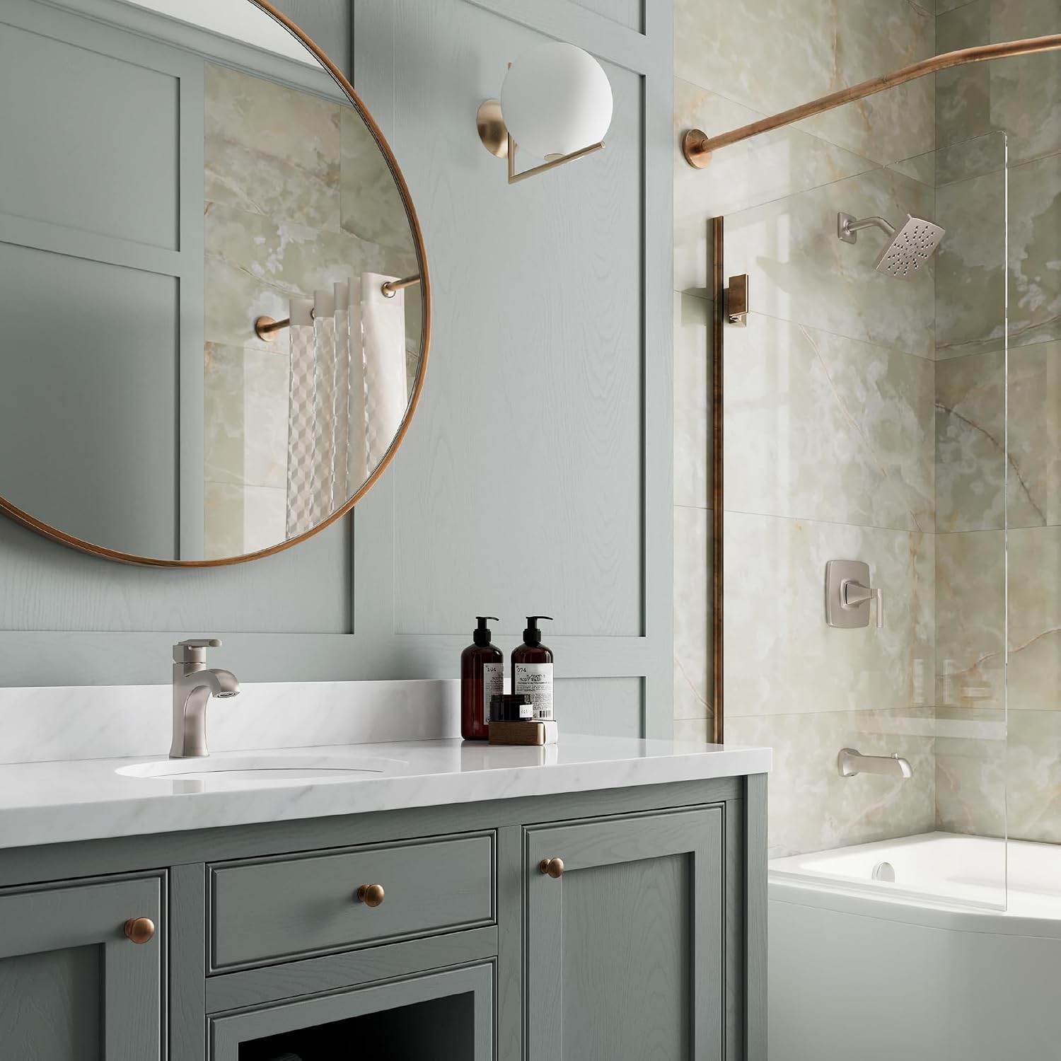 Pfister Vaneri Tub & Shower Trim Kit, Valve and Cartridge Included, 1-Handle, Spot Defense Brushed Nickel Finish, 8P8WS2VRISGS