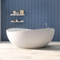 63'' Solid Surface Freestanding Bathtub Matte Soaking Bathtubs Tubs Oval Resin Stone Bathtubs with Overflow and Pop-up Drain - White Free Standing Tub