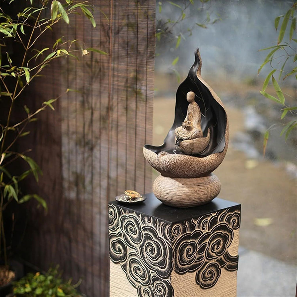 GLigeT Tabletop Fountain Zen Space Decoration Home Living Room Tea Room Desktop Fountain Circulating Water Feature Fortune Gift Water Fountain Decor