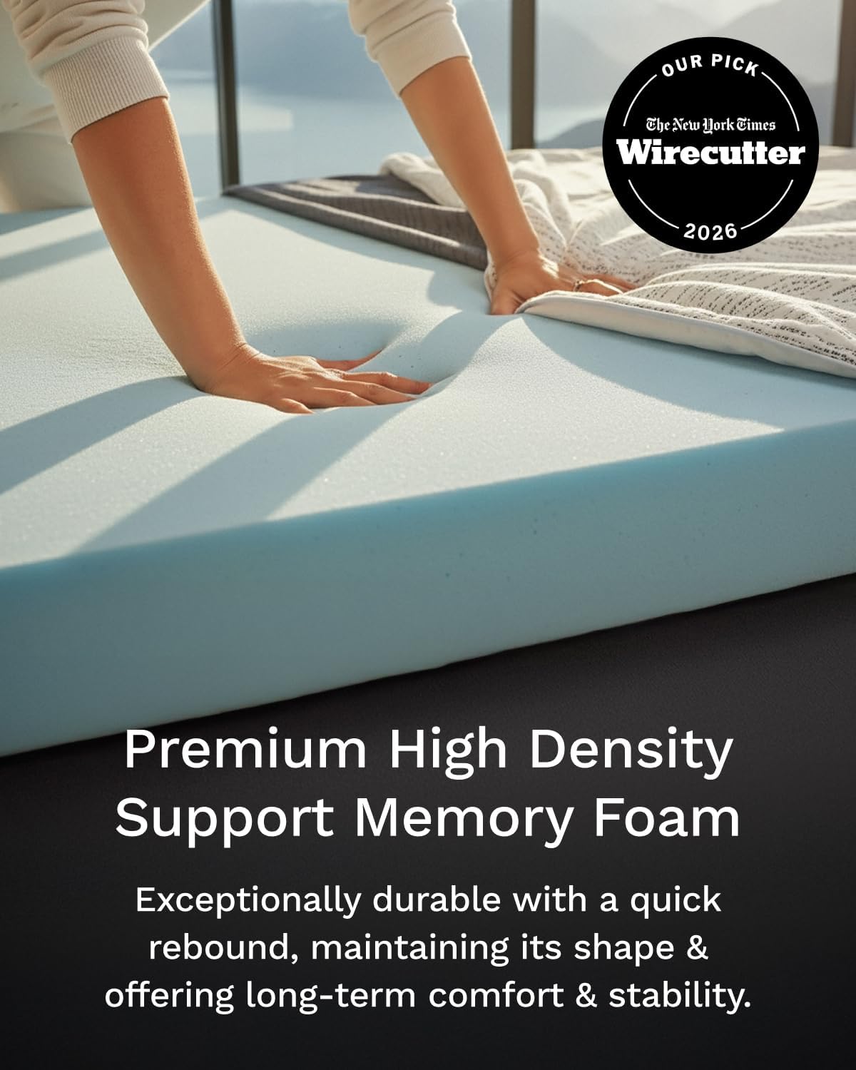 ViscoSoft 4 Inch Memory Foam Mattress Topper Cal King - Select High Density Ventilated Mattress Pad - Premium Removable Rayon Cover