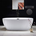 WOODBRIDGE 67' Acrylic Freestanding Bathtub Contemporary Soaking White Tub with Oil Rubbed Bronze Overflow and Drain，BTA1528-ORB