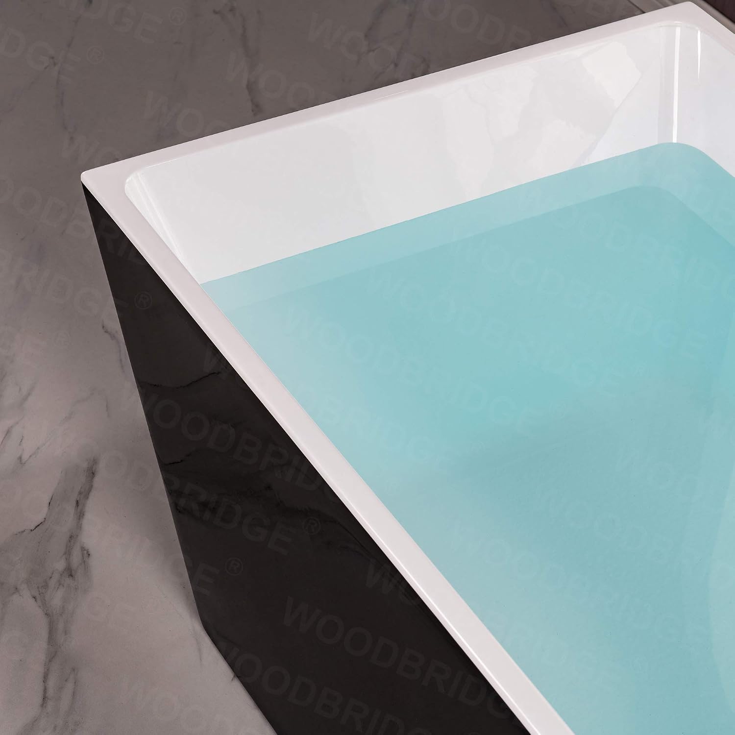 WOODBRIDGE 67' Acrylic Freestanding Bathtub Contemporary Soaking Tub, Black Acrylic (Brushed Nickel Drain/Overflow),B1812 Black -B/N-Drain &O