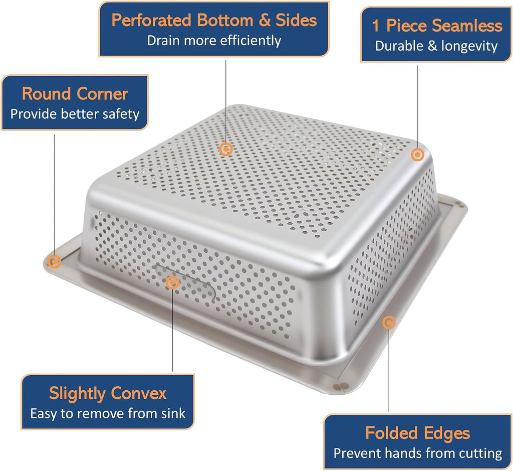 GSW Stainless Steel Floor Sink Drain Strainer 10'W x 10'L x 3'H - Perfect for Restaurant, Bar, Buffet (3' H SS x 4)