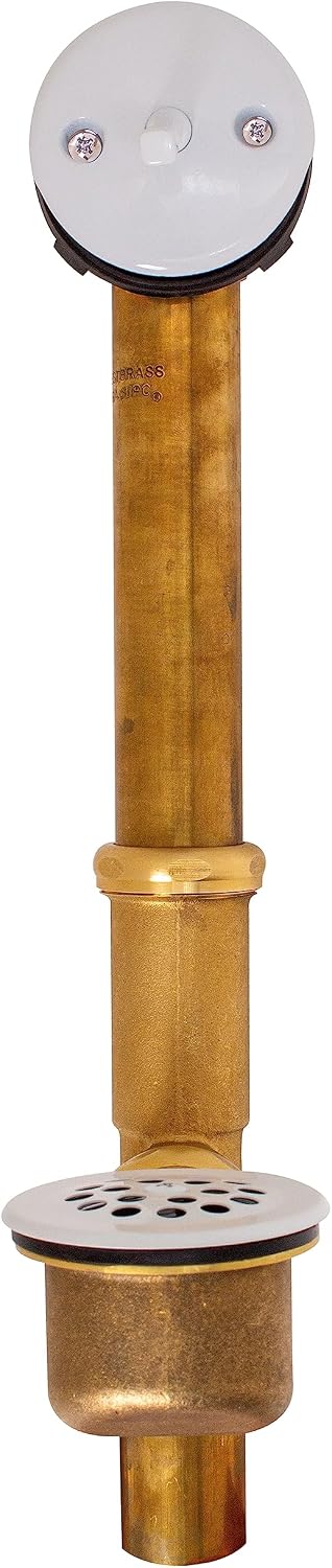 Westbrass A323-50 14' Bath Waste & Overflow Assembly with Trip Lever and Beehive Strainer Grid Drain, Powder Coat White