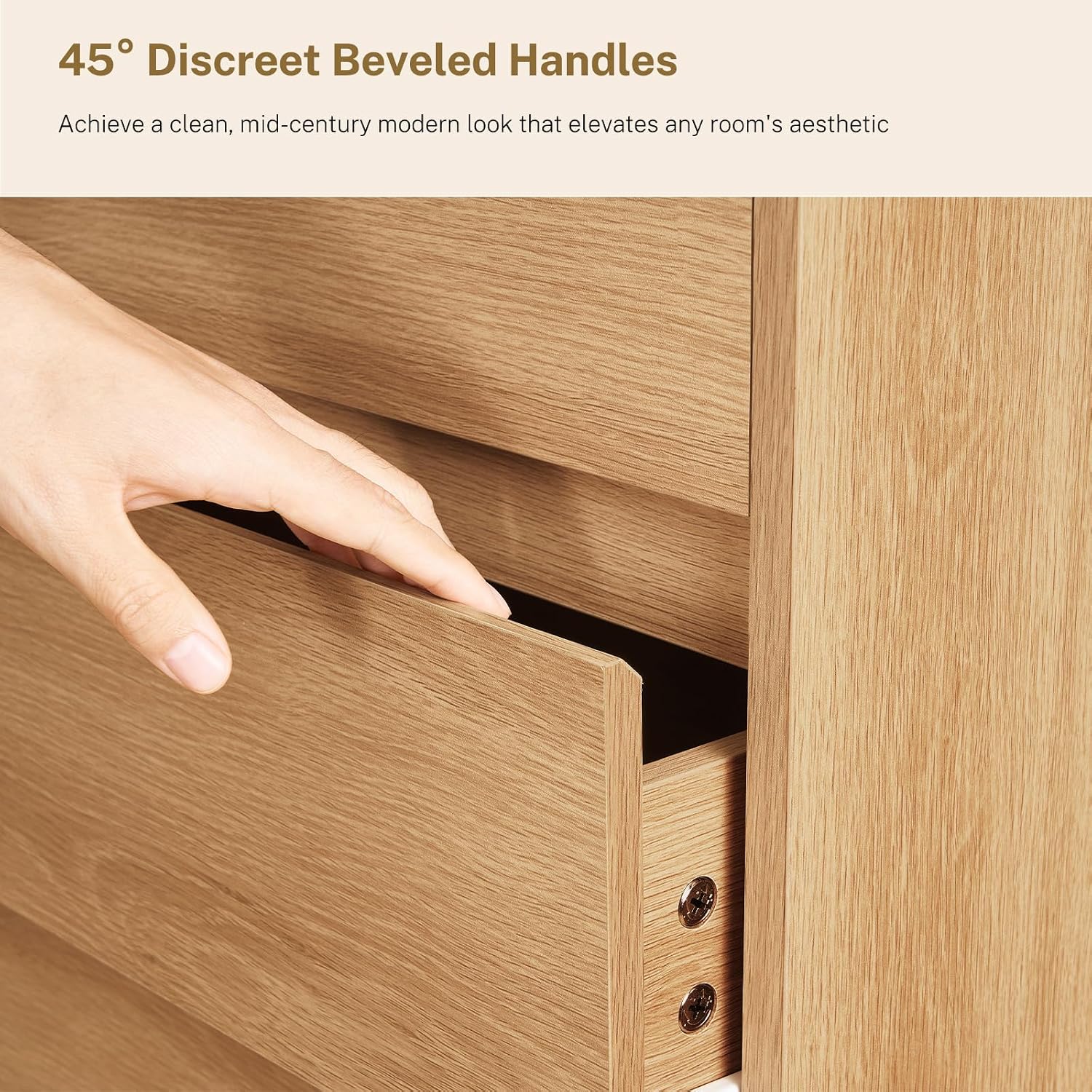 TEENFON 9 Drawer Dresser for Bedroom, 63' Wide Dressers & Chest of Drawers with Curved Profile Design, Wood Closet Storage Dressers Organizer for Bedroom, Living Room, Natural