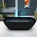 67'' Black Bathtub,Stone Resin Solid Surface Freestanding Bathtub, Modern Elegant Design Soaking Stand Alone Tub, Matte Black, Drain and Overflow Included