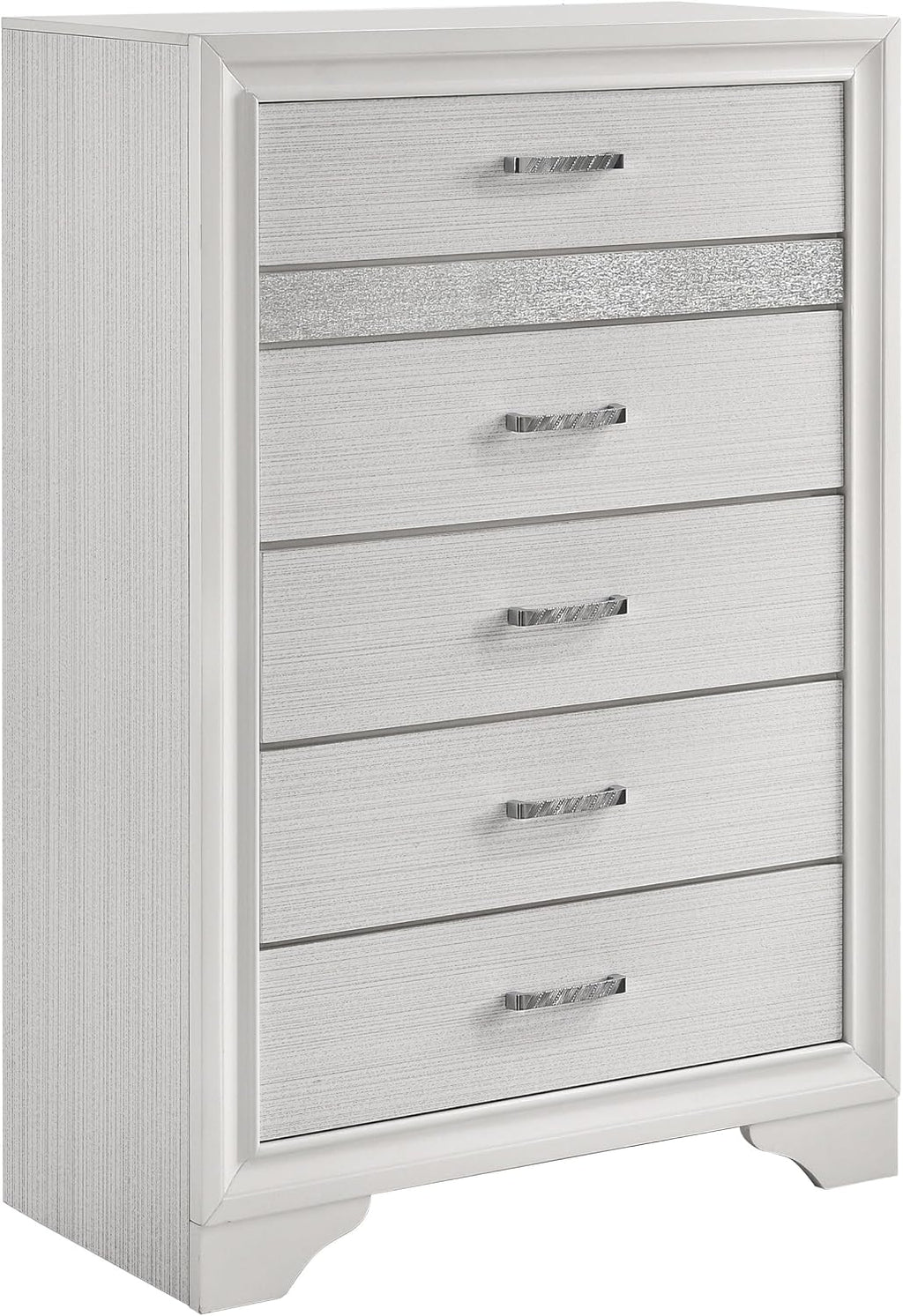 Coaster Home Furnishings Miranda Contemporary 5-Piece Bedroom Set Full Size Storage Panel Bed Frame 50-inch Headboard White 205111F-S5