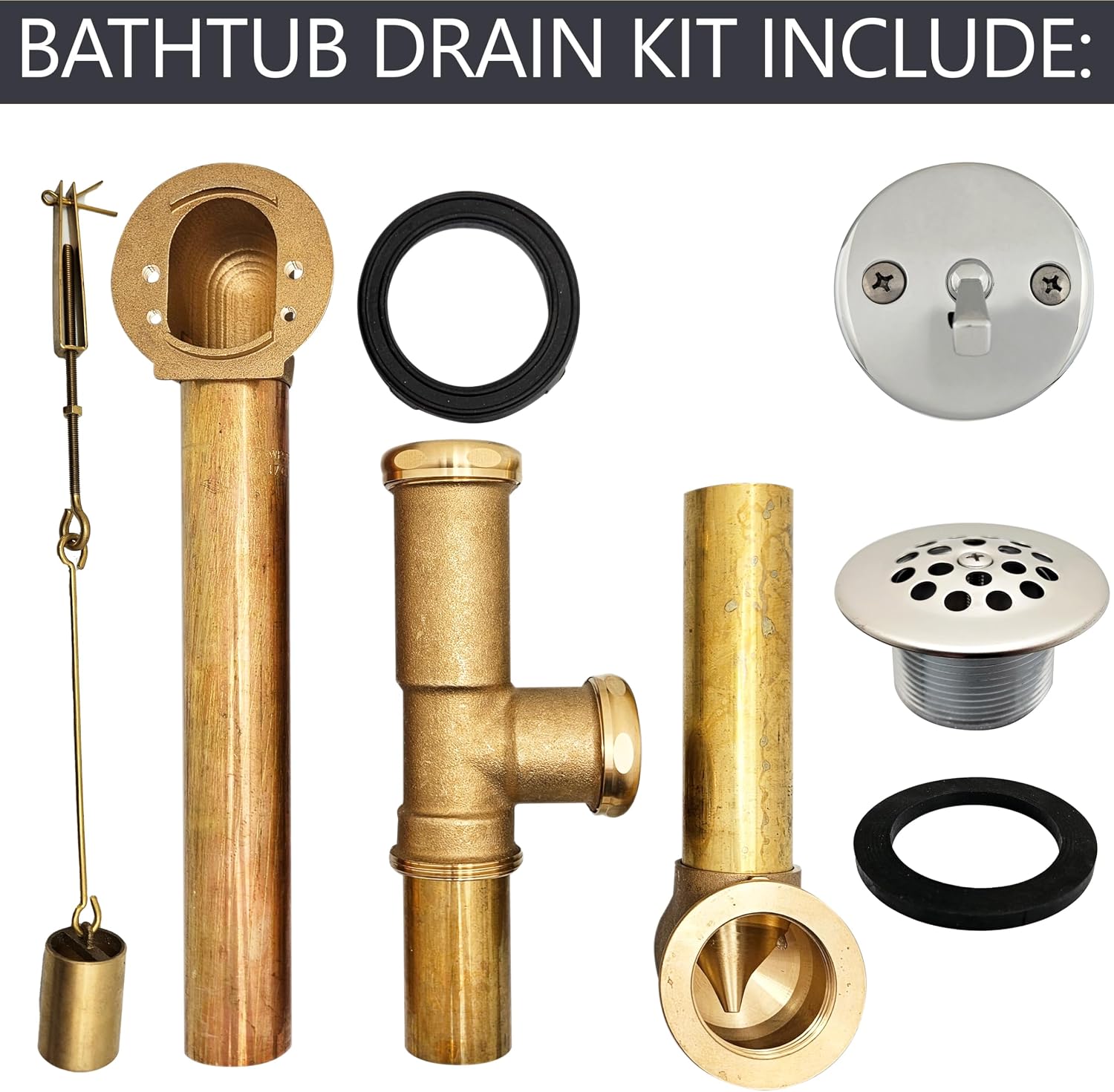 Westbrass A323-05 14' Bath Waste & Overflow Assembly with Trip Lever and Beehive Strainer Grid Drain, Polished Nickel