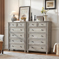 RWYHG Farmhouse 6 Drawer Dresser Set of 2, Chest of Drawers for Bedroom, 43.5' Tall Grey Dresser with Roman Column, Rustic Wood Storage Dressers Organizer for Living Room, Hallway, Closet