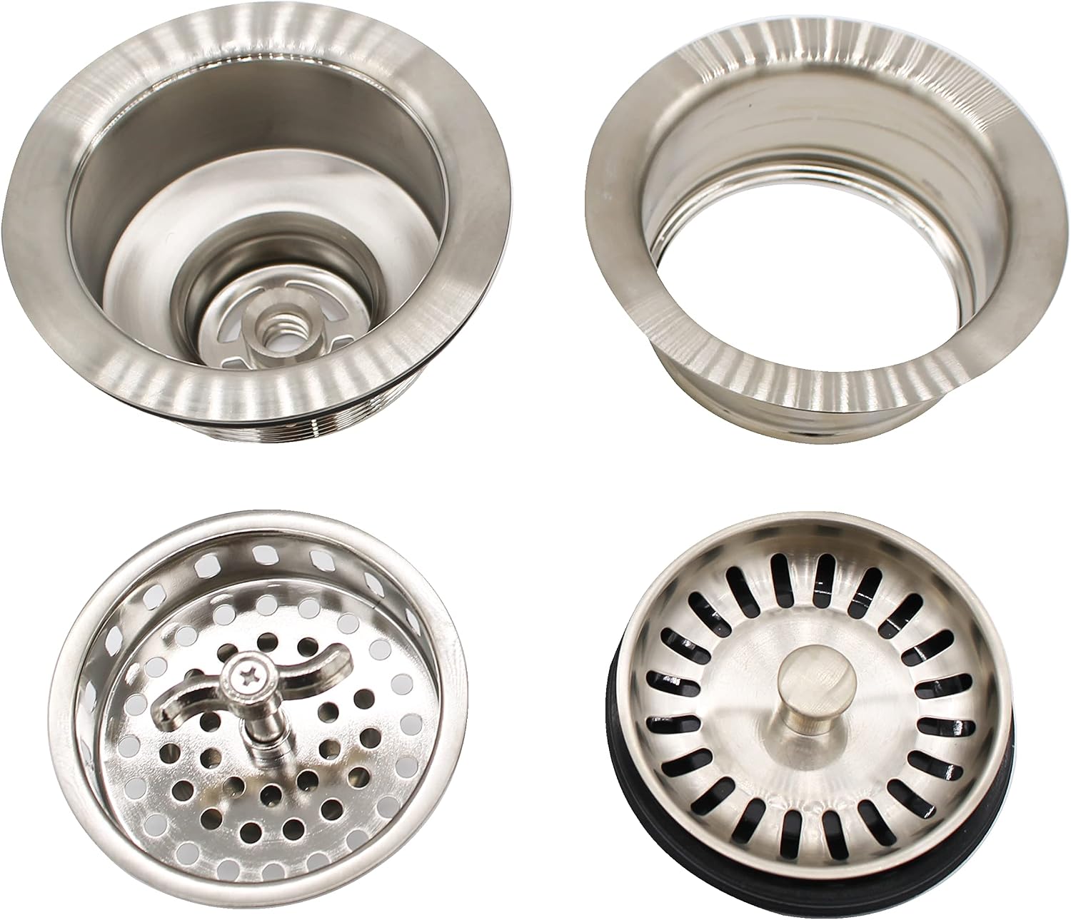 Westbrass CO2155S-20 COMBO PACK 3-1/2' Wing Nut Twist Style Large Kitchen Sink Basket Strainer and Waste Disposal Flange with Basket Strainer, Stainless Steel
