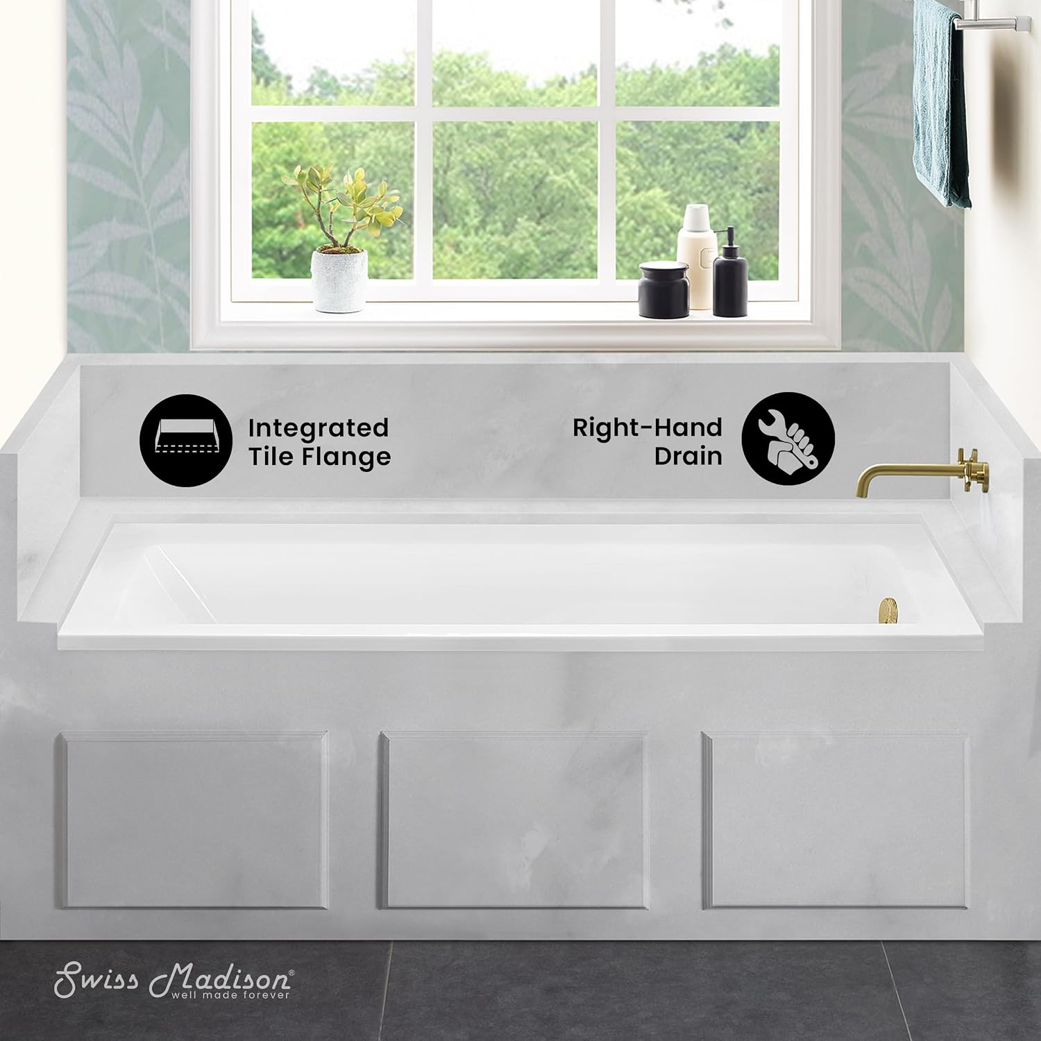 Swiss Madison Voltaire 60' x 30' Right-Hand Drain Alcove Bathtub