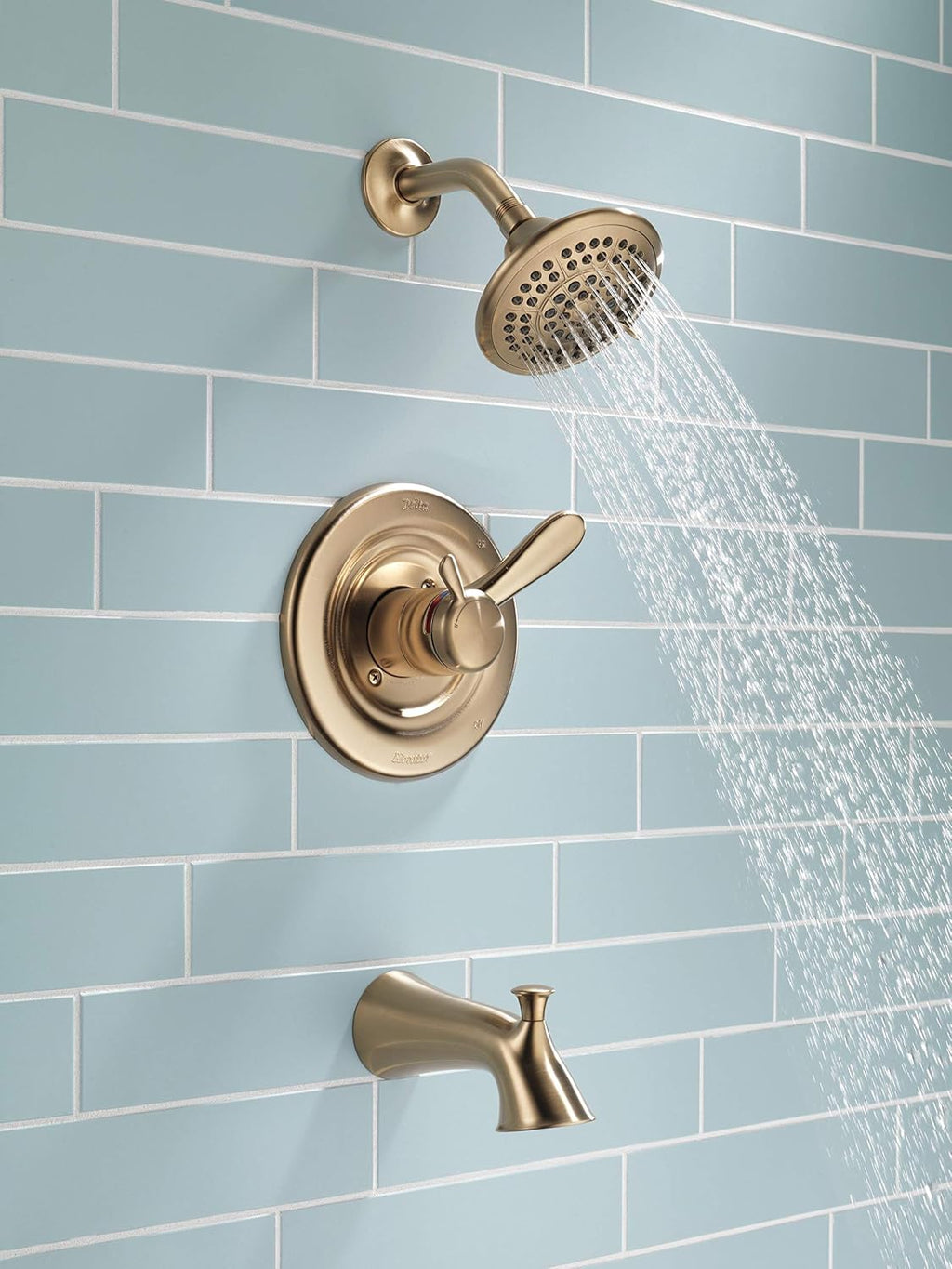 Delta Faucet Lahara 17 Series Dual-Function Tub and Shower Trim Kit with 5-Spray Touch-Clean Shower Head, Champagne Bronze T17438-CZ (Valve Not Included)