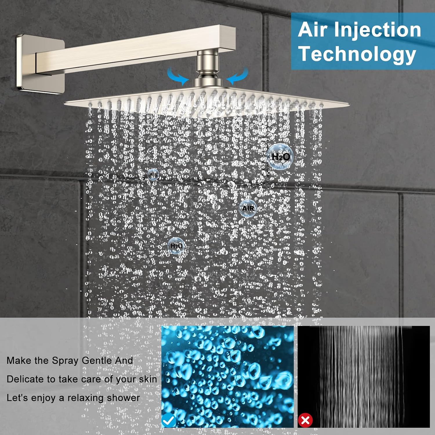 Rain Shower Faucet with 24 Inch Shower Drain, EMBATHER 10 Inch Overhead Rainhead Shower Combo Set With Handheld Linear Shower Drain 24 Inch Floor Drain with Removable Quadrato Pattern Grate