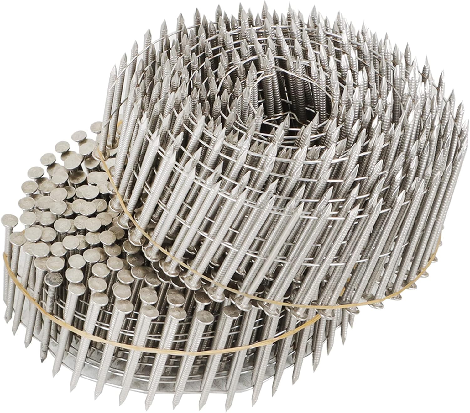 marddpair 3600 Count 2-Inch x .090-Inch 15-Degree Ring Shank Stainless Steel Siding Nails Collated Wire Coil for Wood Siding or Fencing