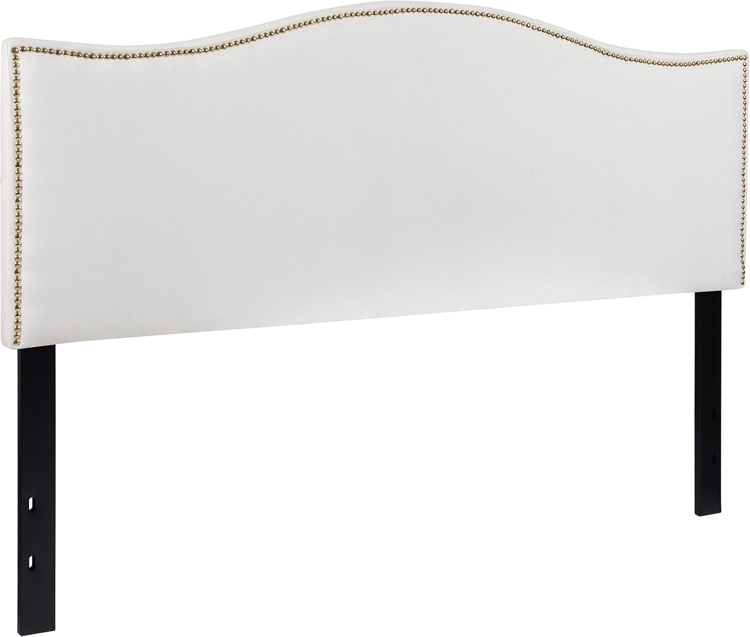 Flash Furniture Lexington Upholstered Queen Size Headboard with Accent Nail Trim in White Fabric