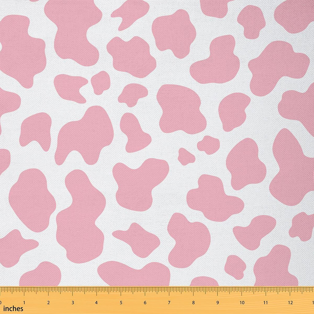 Cow Print Fabric By The Yard Cowhide Upholstery Fabric for Quilting Sewing Clothing Milk Cow Farmhouse Animal Decorative Fabric Upholstery and Home Accents, DIY Craft Patchwork, 10 Yards, Pink
