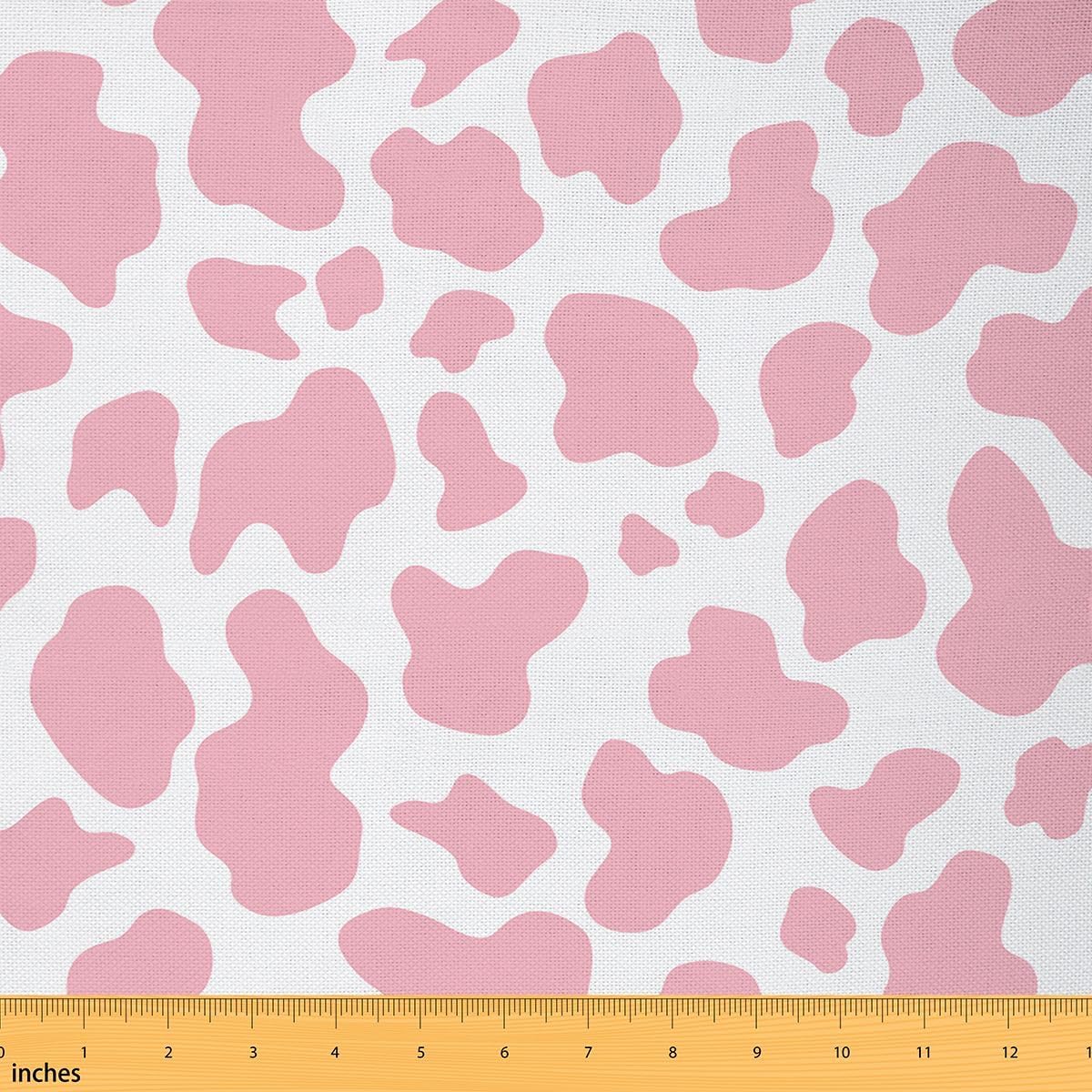 Cow Print Fabric By The Yard Cowhide Upholstery Fabric for Quilting Sewing Clothing Milk Cow Farmhouse Animal Decorative Fabric Upholstery and Home Accents, DIY Craft Patchwork, 10 Yards, Pink