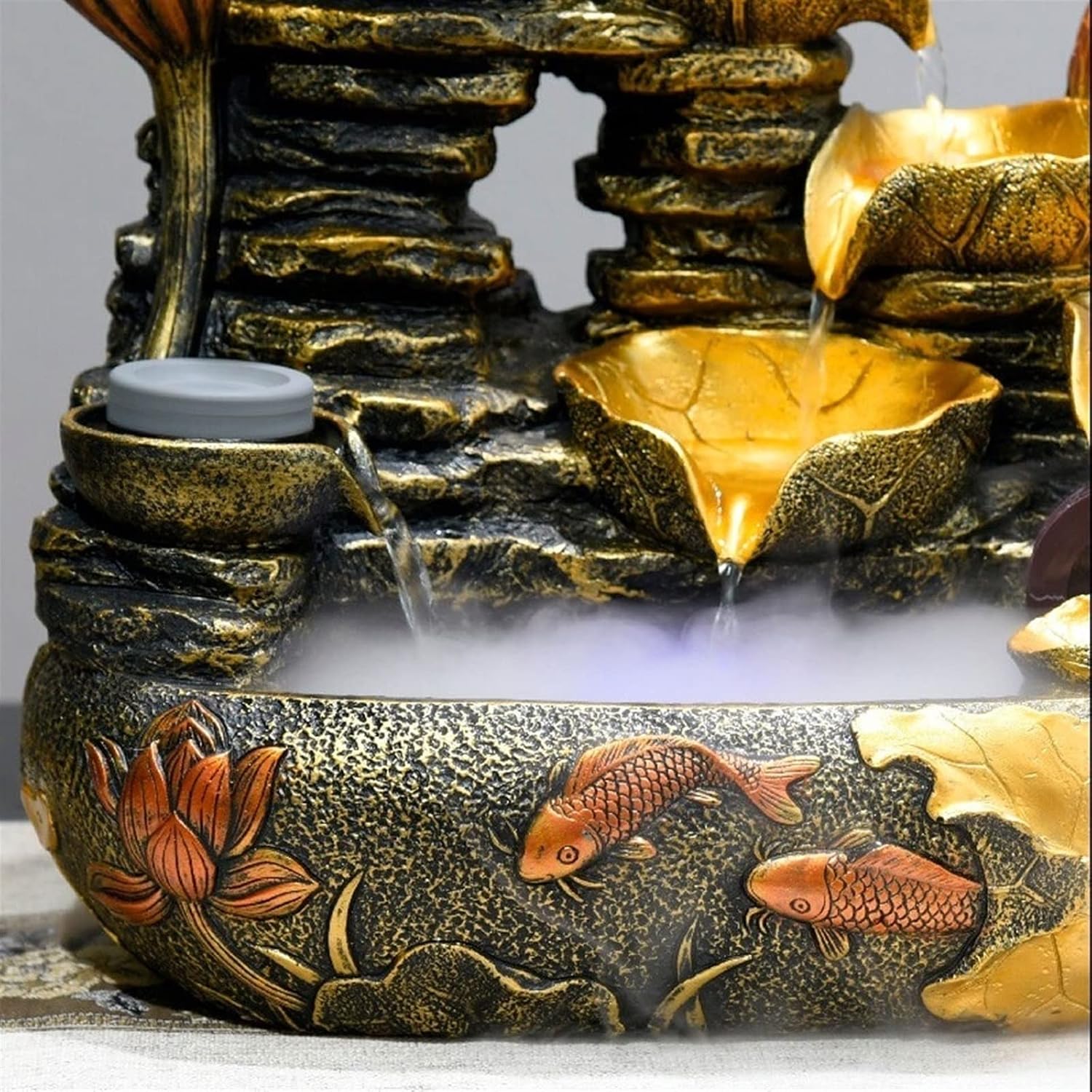HIHELO Desktop Fountain Tabletop Fountain Rockery Flowing Water Landscape Fountain Fengshui Wheel Circulating Water Desktop Decoration Lucky Ornaments Water Fountain Outdoor (Size : Large)