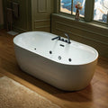 WOODBRIDGE 72' x 35-3/8' Whirlpool and Air Bath Heated Soaking Combination Tub with Adjustable Speed Air Blower, Tub Filler, and LED control panel, Matte Black Finish Trim and Drain Kit, BM500+F0051MB