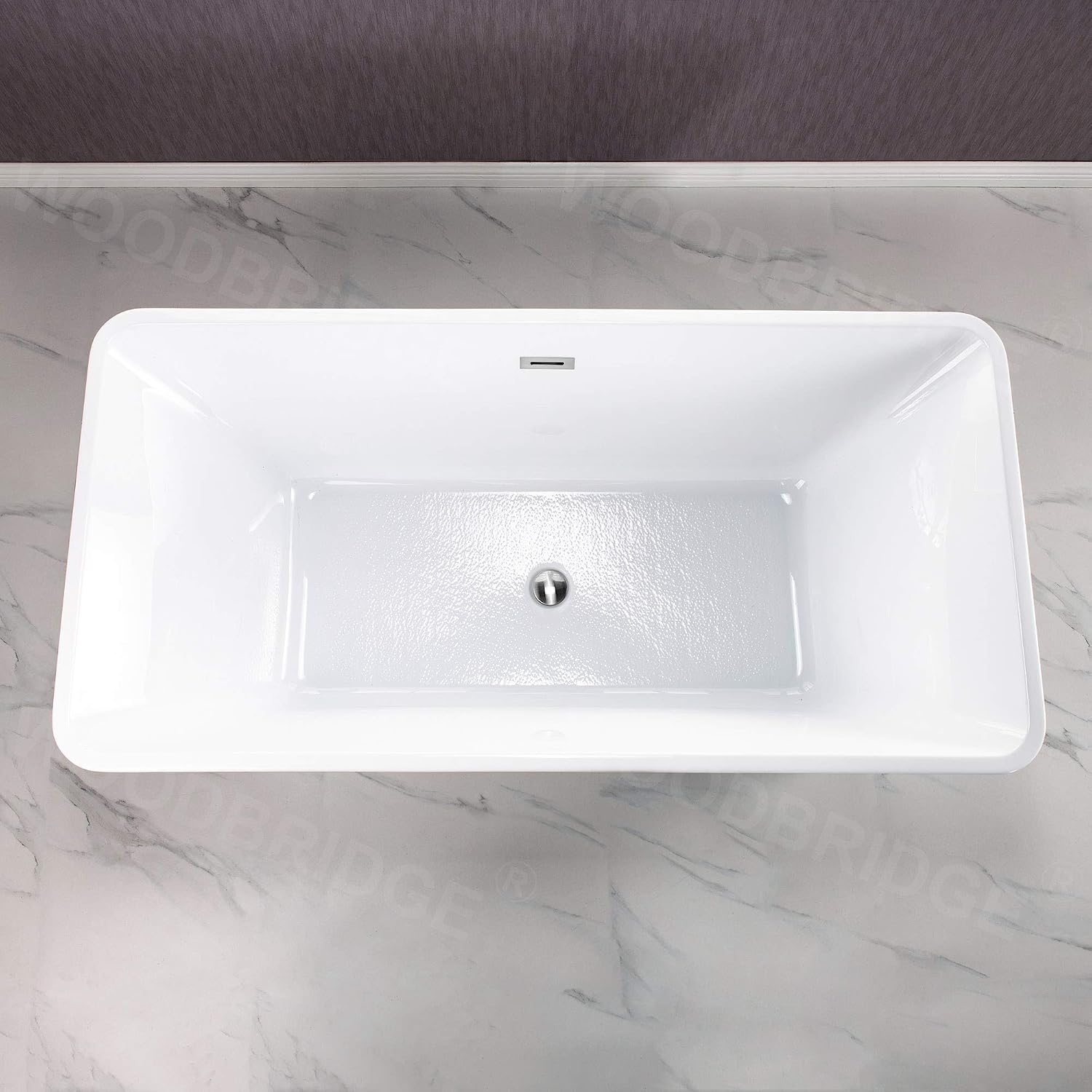 WOODBRIDGE 59' Freestanding White Acylic Soaking Bathtub with Chrome Drain and Overflow,BTS1509-C-Drain&O