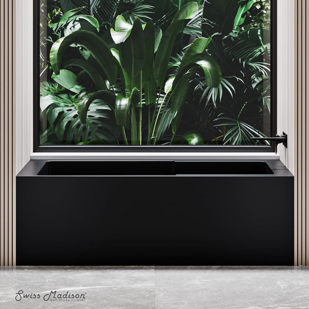 Voltaire 54' x 30' Right-Hand Drain Alcove Bathtub with Apron in Matte Black